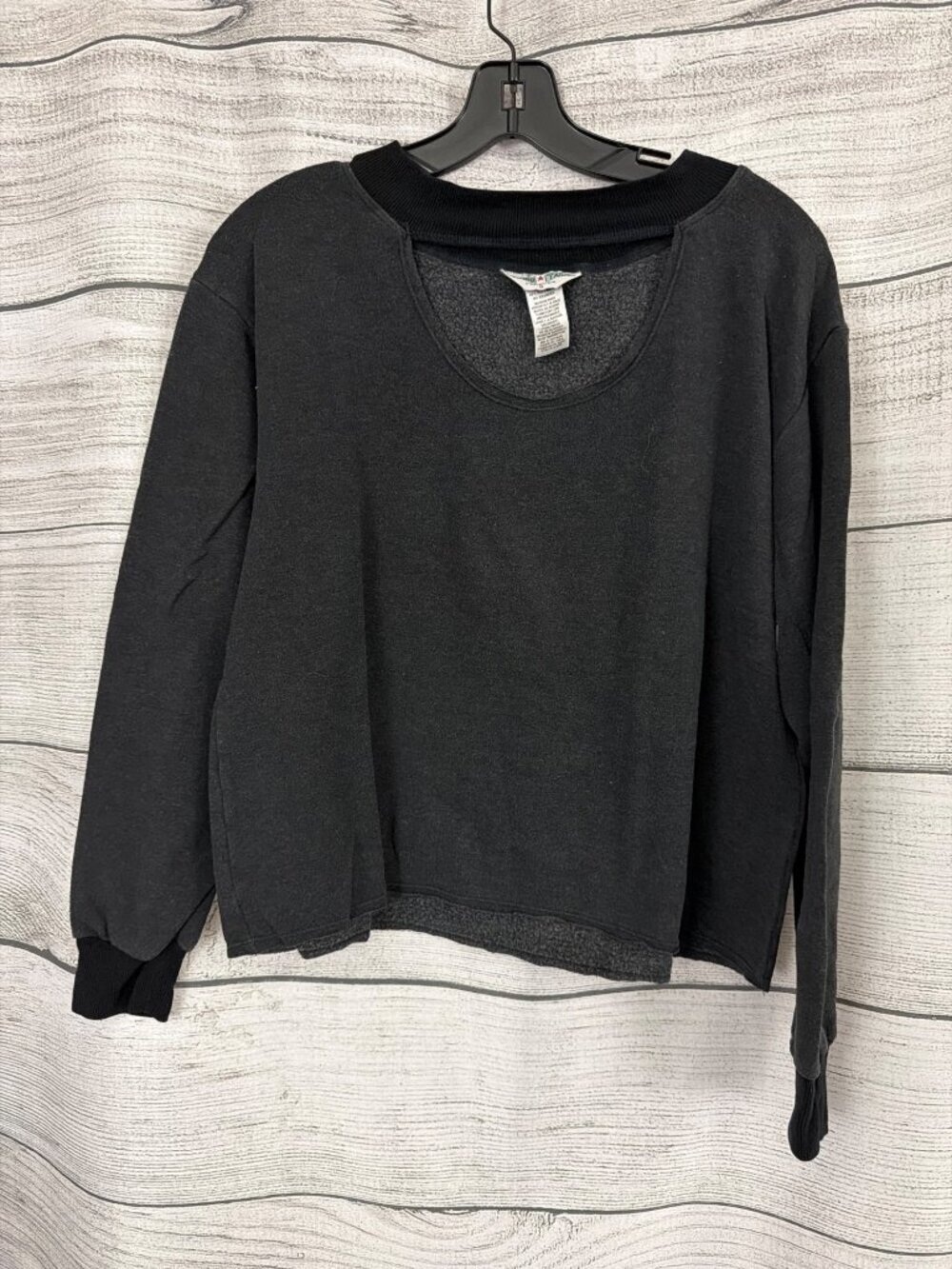 Hard Tail Keyhole Relaxed Fit Long Sleeve Pullover Sweatshirt Size S